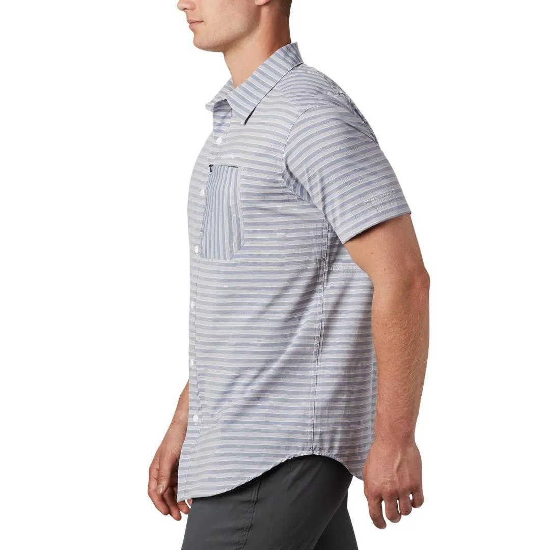 Columbia Men Blue Twisted Creek II Short Sleeve Shirt (Sun Protection) FlexSeamTechnology HighDensity Weave