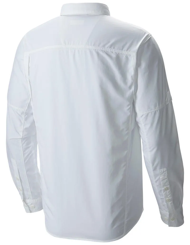 Athletic Wear Columbia Men White Silver Ridge Long Sleeve Shirt (Sun Protection)