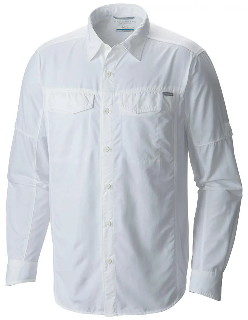Columbia Men White Silver Ridge Long Sleeve Shirt (Sun Protection) DoubleLayered Collar