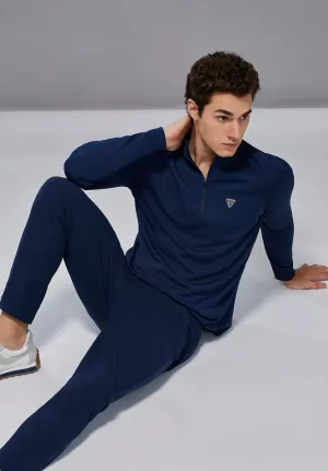 Men Solid Slim Fit Mock Neck Jacket with ELASTO PLUS Smooth Line Sophisticated Style