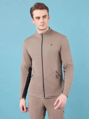 Men Solid Slim Fit Mock Neck Jacket with ELASTO PLUS Gym Safe Stage Soul
