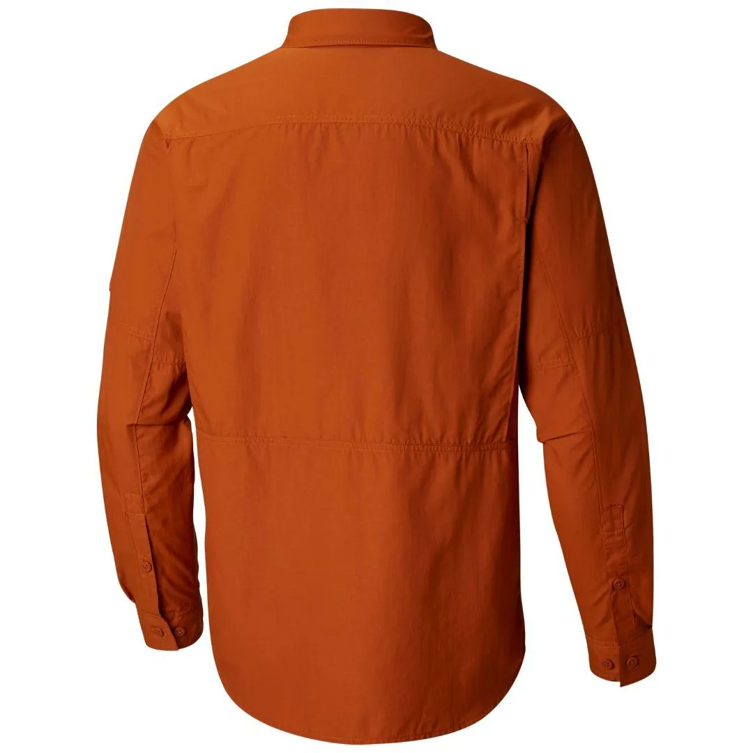 Columbia Men Orange Silver Ridge 2.0 Long Sleeve Shirt (Sun Protection) Soft Flow Easy Wash