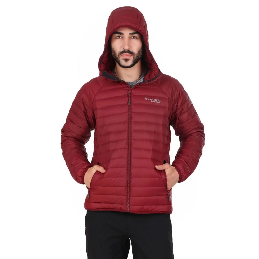 Durable Quality Prize Columbia Men Red Alpha Trail Down Hooded Jacket