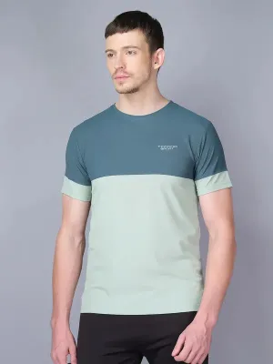 Classic Style Trend Men Colorblock Slim Fit Crew Neck T-shirt with TECHNO GUARD