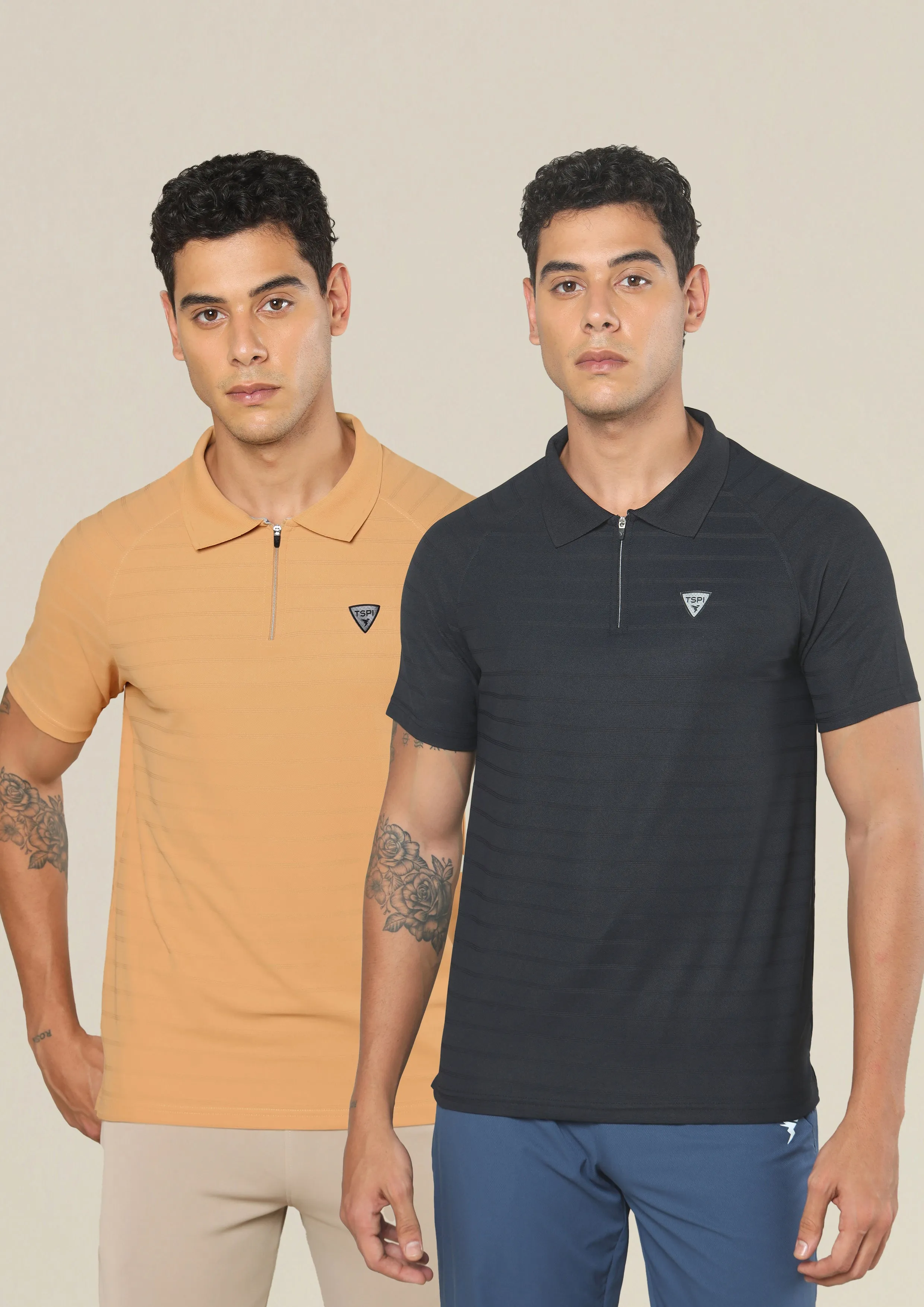 Summer Vacation Tailored Silhouette Men Self Design Regular Fit Combo of 2 Polo T-shirt