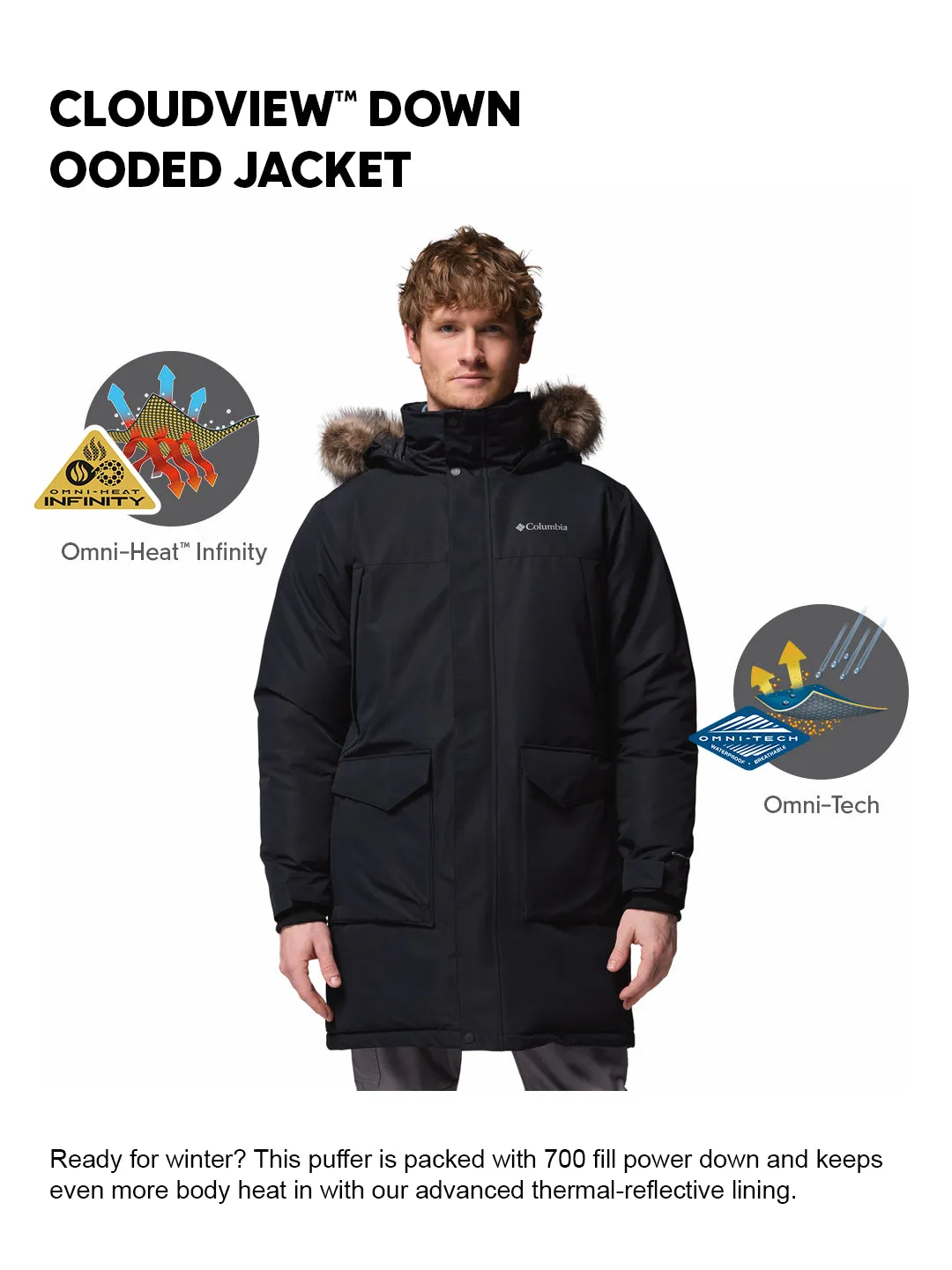 Sporty Look Urban Look Columbia Men Black OmniHeat Infinity Cape Ridge Parka Jacket
