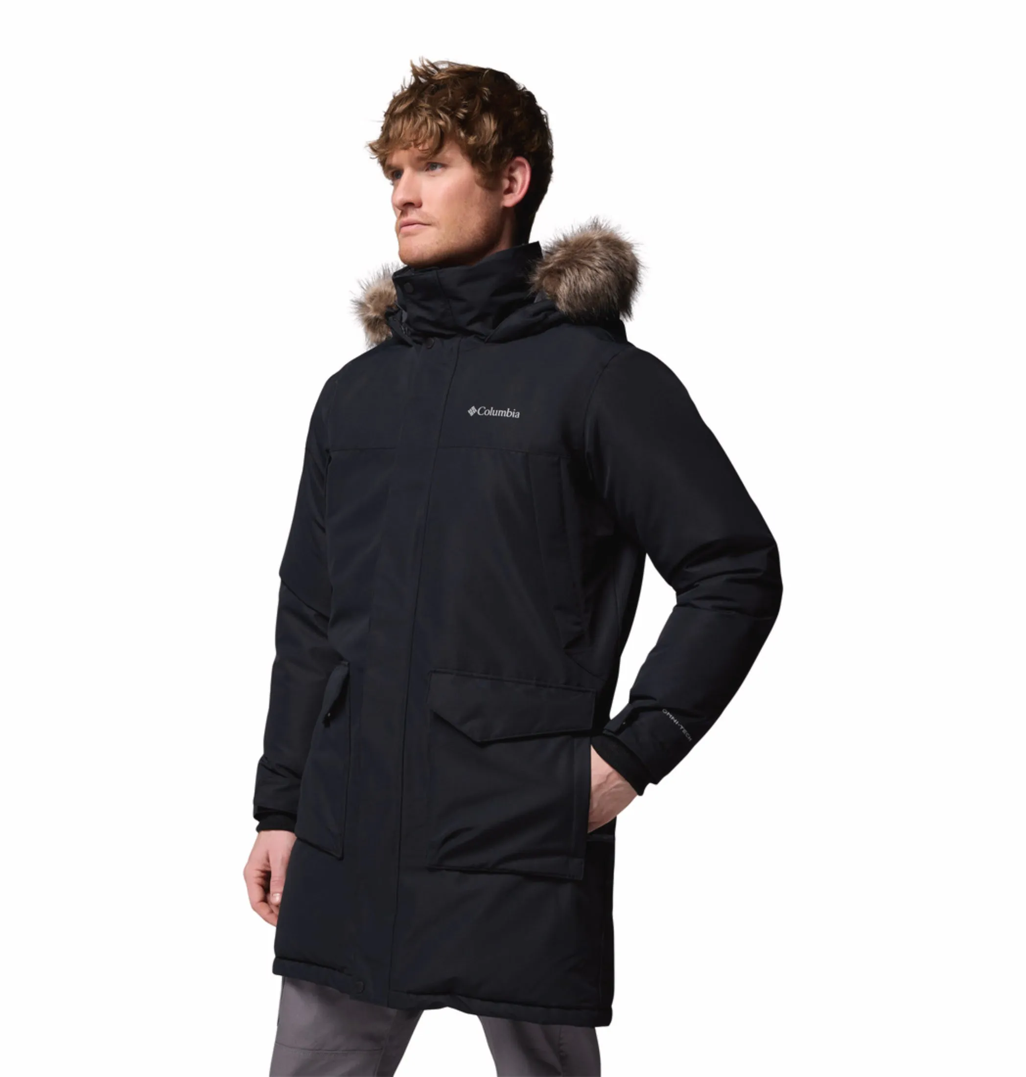 Columbia Men Black OmniHeat Infinity Cape Ridge Parka Jacket snap closure