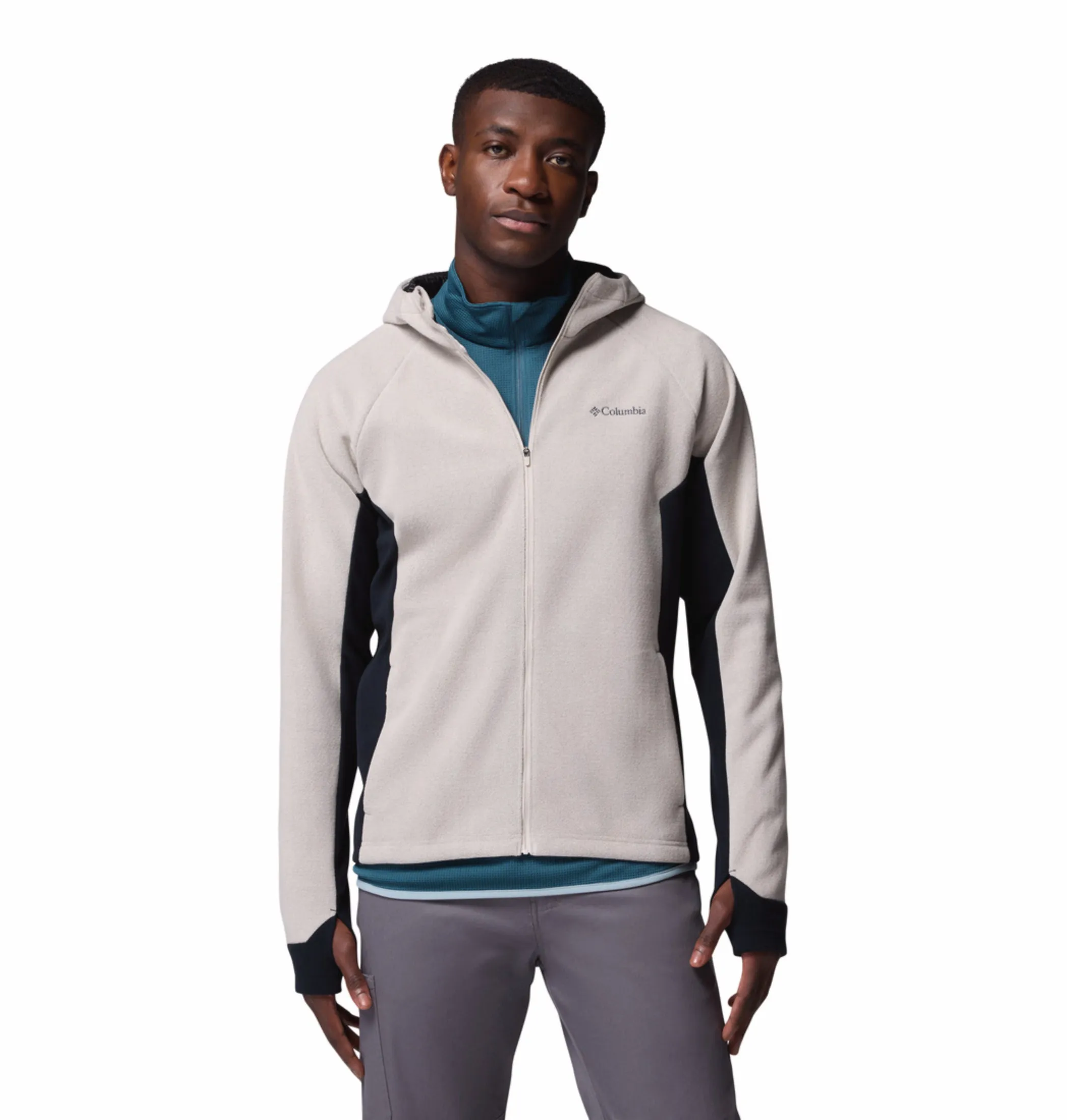 Columbia Men Grey OmniHeat Arctic Peak Fleece Jacket Neckline Gusset Sporty Design