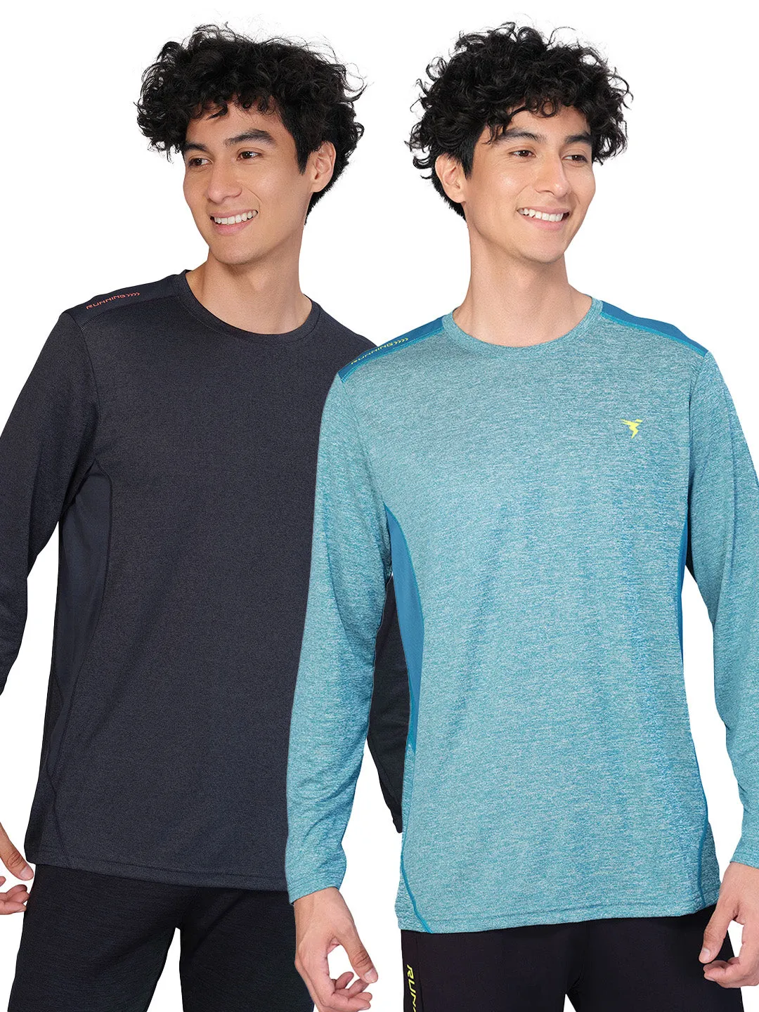 Casual Layer Look Men Melange Slim Fit Crew Neck T-shirt with DOUBLE COOL (Pack of 2)