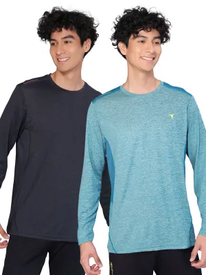Versatile Wear Slim Comfort Men Melange Slim Fit Crew Neck T-shirt with DOUBLE COOL (Pack of 2)