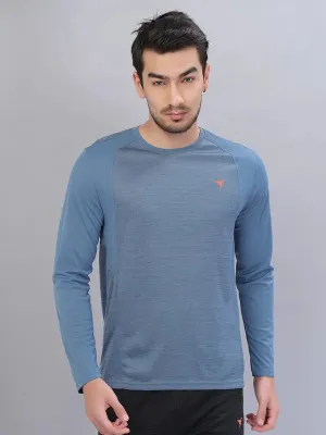 casual outing Non Irritating Seams Men Melange Slim Fit Crew Neck T-shirt with DOUBLE COOL