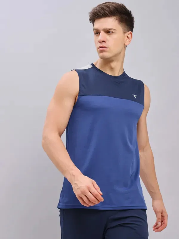 Innovation - driven Men Colorblock Slim Fit Crew Neck Innerwear Vest with TECHNO COOL 