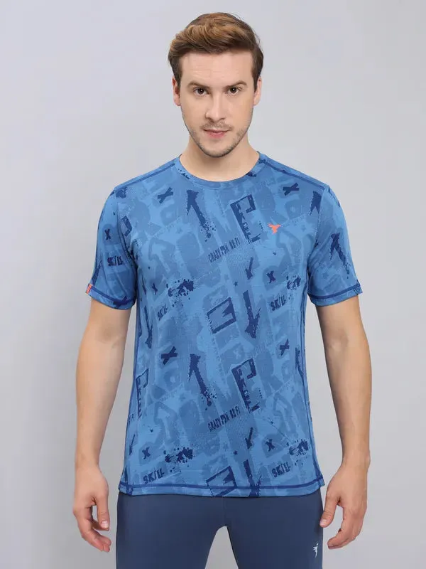Men Jacquard Slim Fit Crew Neck T-shirt with DOUBLE COOL Solid Color Comfortable Style