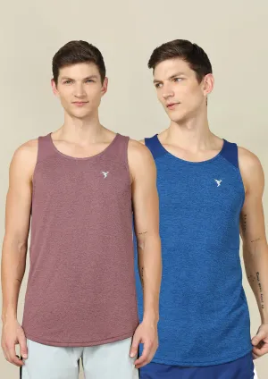 marine Men Melange Slim Fit Scoop Neck Innerwear Vest with TECHNO COOL  ( Pack of 2)