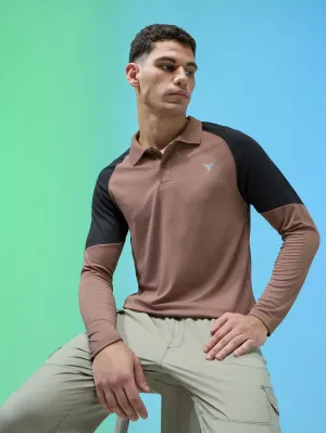 Men Colorblock Slim Fit Polo T-shirt with TECHNO COOL  Outdoor Design Stretchable Fit