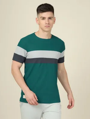 Office Attire Moisture Management Technology Men Colorblock Slim Fit Crew Neck T-shirt with MATPIQ