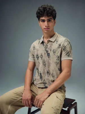 Men Printed Slim Fit Polo Sports T-shirt with MATPIQ Comfortable Layers