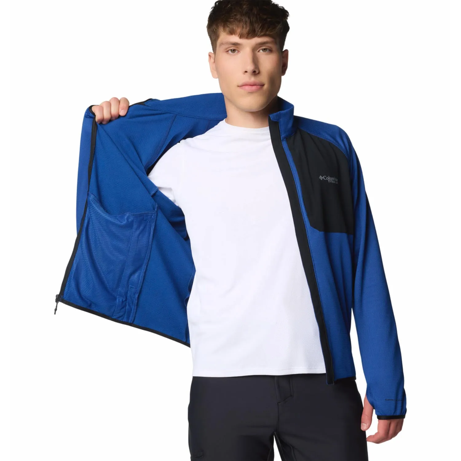 Columbia Men Blue Triple Canyon Grid Fleece FZ II Seasonal Staple Sporty Touch