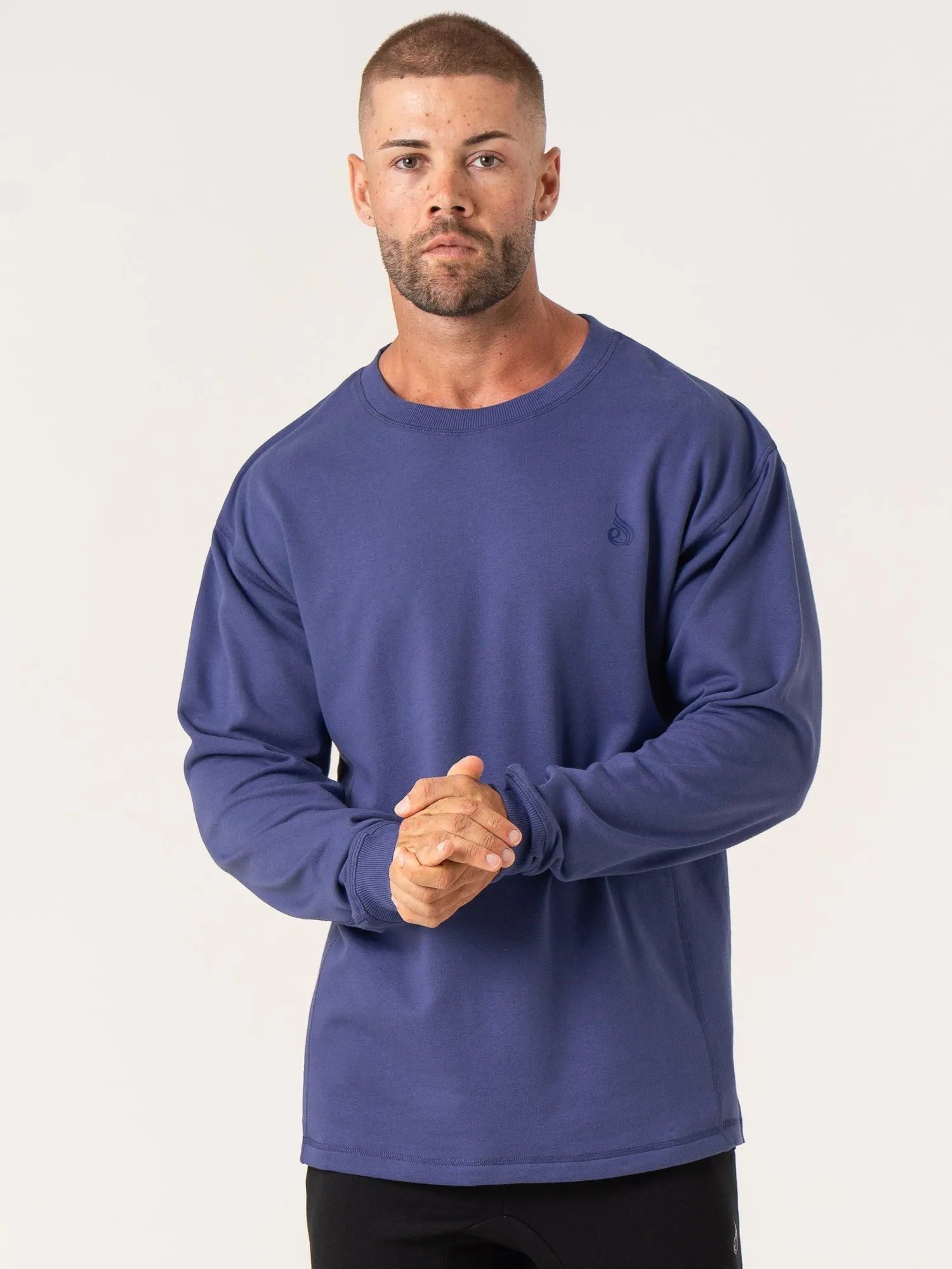 Force Crew Neck - Indigo Embroidered Detail Bright Colors