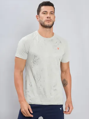 Men Self Design Slim Fit Crew Neck T-shirt with DOUBLE COOL anniversary
