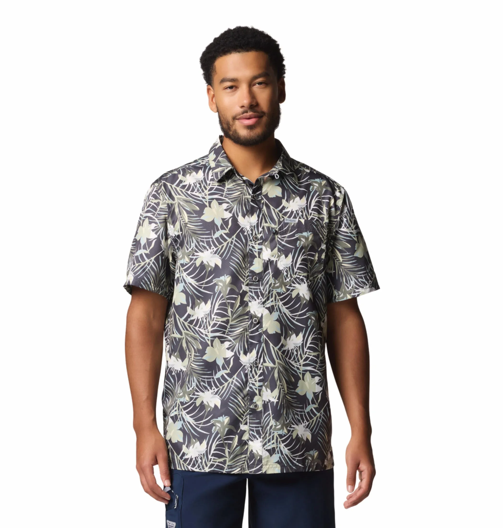 Daywear Style Columbia Men Green Super Slack Tide Camp Shirt (Sun Protection)