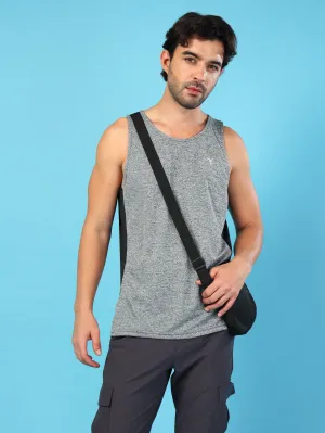Men Melange Slim Fit Round Neck Sports Innerwear Vest with DOUBLE COOL Minimal Smooth