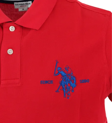 U.S. Polo Assn Polo da uomo manica corta con retrocollo a contrasto Kory 41029 65084 352 rosso Clubhouse Ready