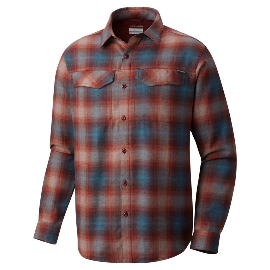 Columbia Men Orange Silver Ridge Flannel Long Sleeve Shirt Comfortable Sweater