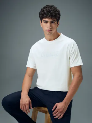 Swim Easy Sporty Shorts Men Typography Printed Slim Fit Round Neck Sports T-shirt with COTFLEX