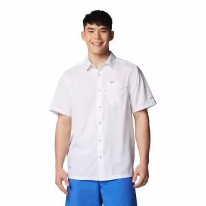 Youth Glow Columbia Men White Slack Tide Camp Shirt (Sun Protection)