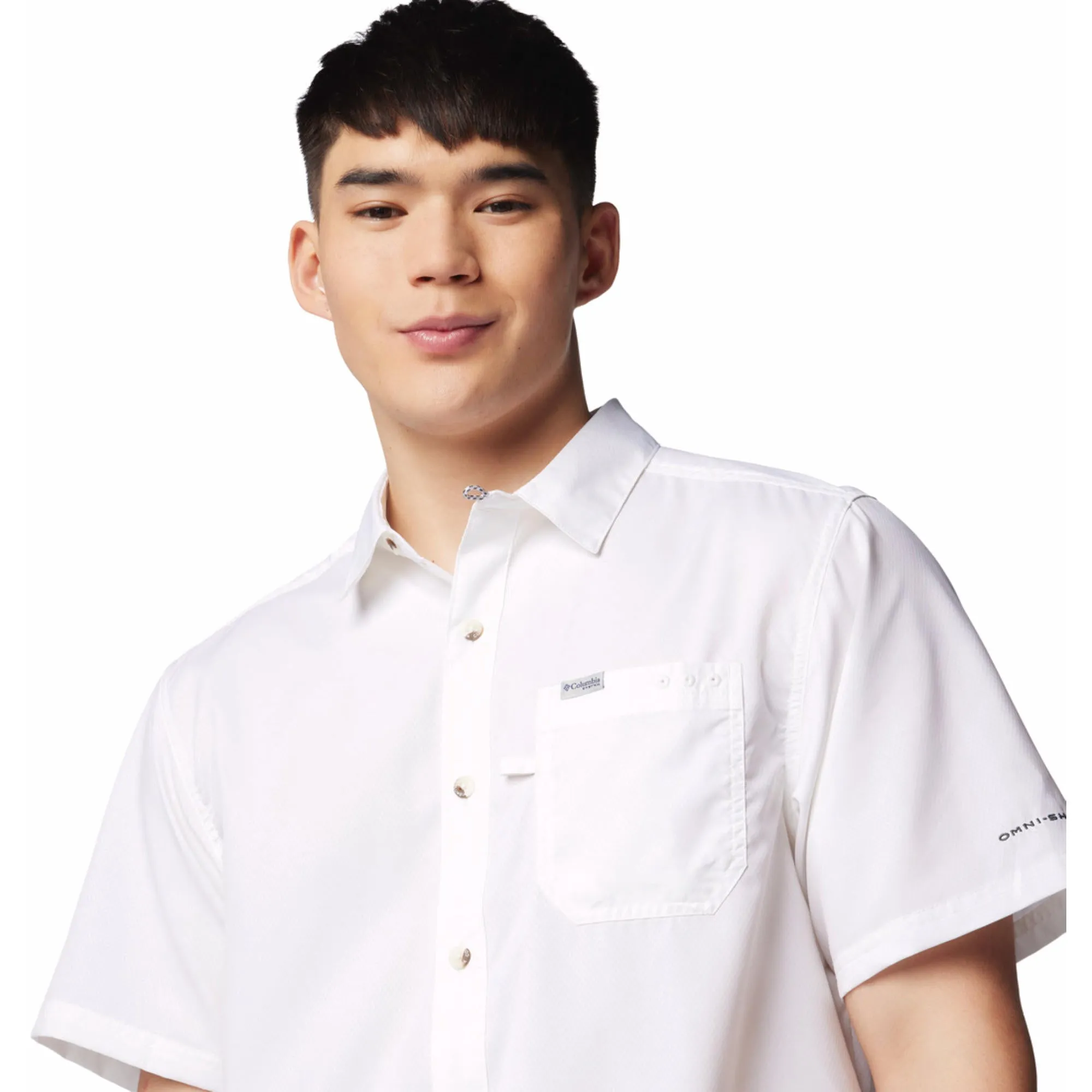 QuickReleaseFastenings DoubleStitched Columbia Men White Slack Tide Camp Shirt (Sun Protection)