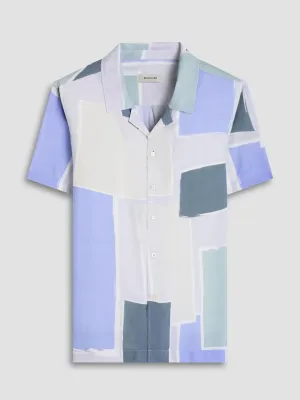 Bugatchi Jackson Color Block Short Sleeve Camp Shirt - Almond Utility Mode