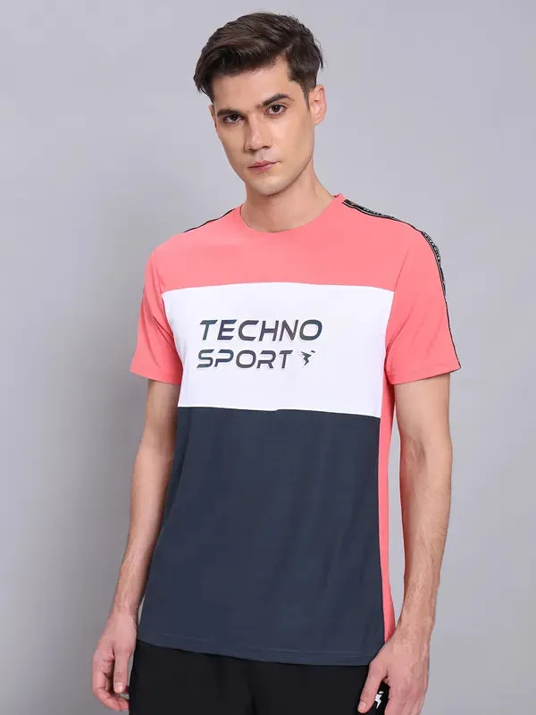 fade resistant color Men Colorblock Slim Fit Crew Neck T-shirt with MATPIQ