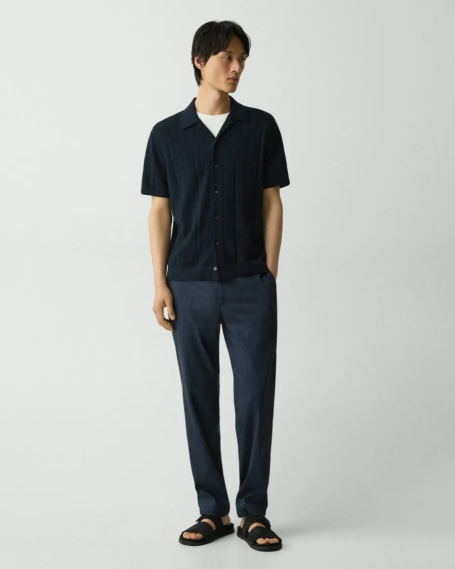 Theory Light Twist Cotton Camp Collar Shirt - Baltic Carnival Look Silk Glow