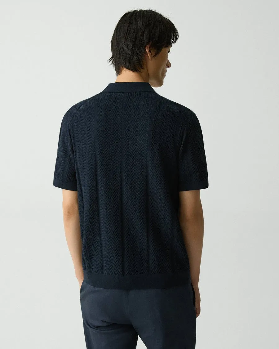 FlexibleCollar Theory Light Twist Cotton Camp Collar Shirt - Baltic