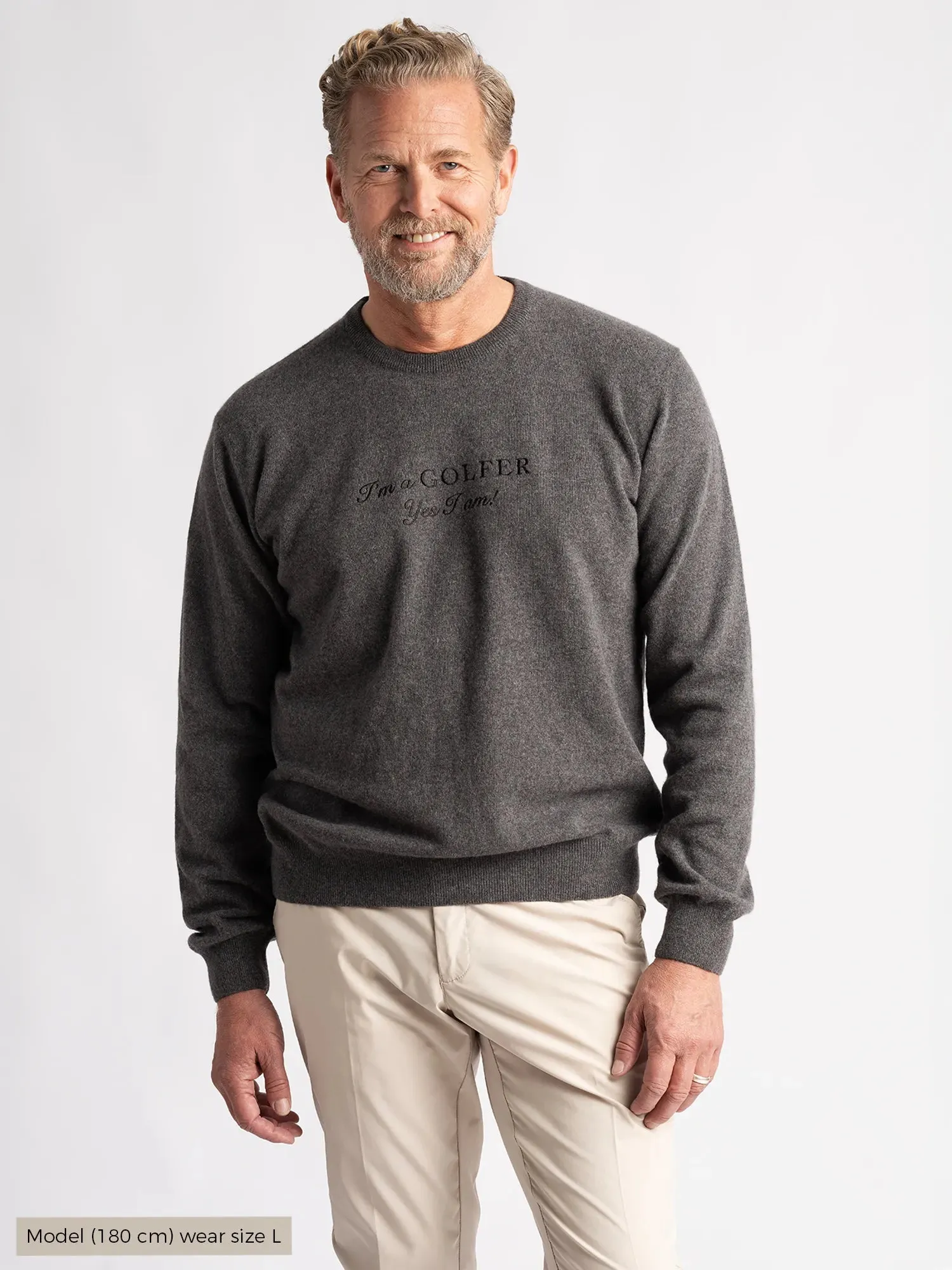 product terry cloth absorbency bead accents Greg IGY1 Crew neck Menswear Deep Grey Melange