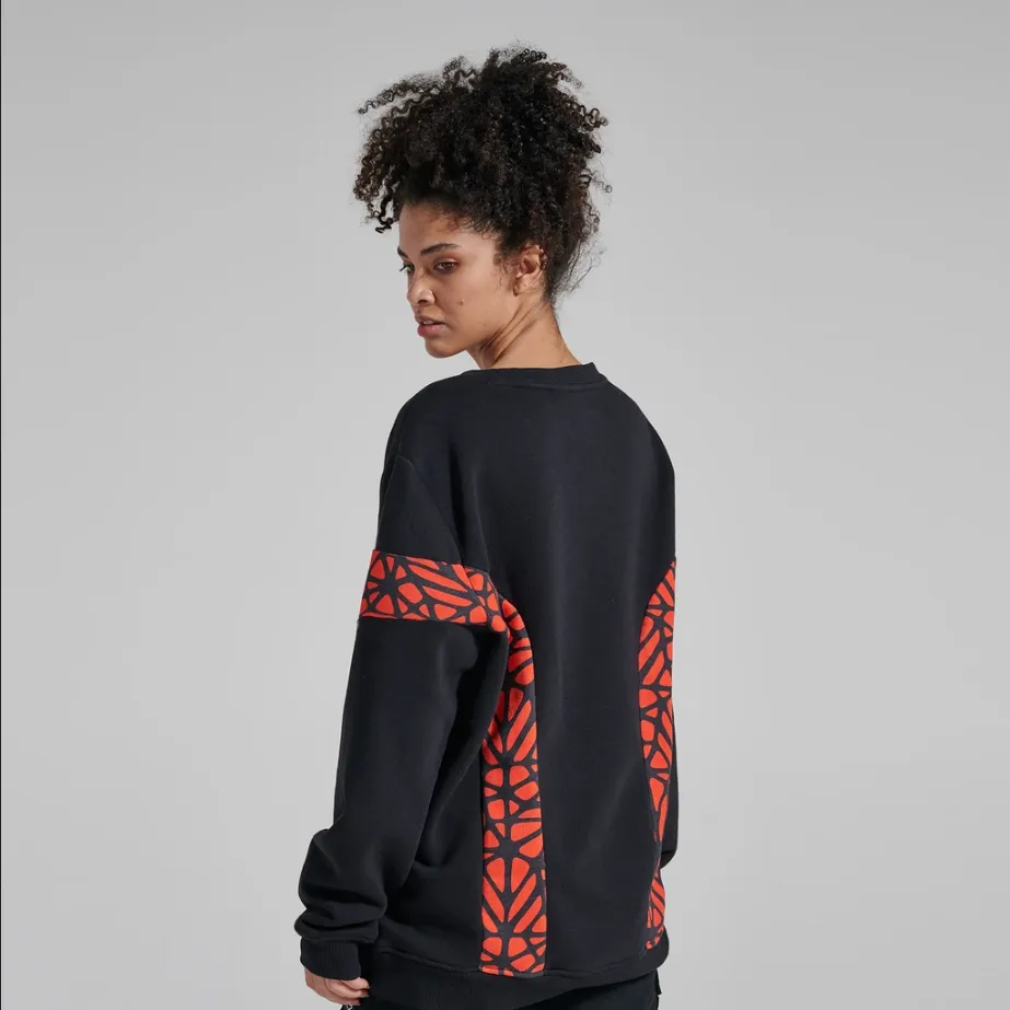 Essential Relaxed couple wear Dolly Noire felpa girocollo da adulto Bosco Pattern Crewneck sw019 sw 01 nero