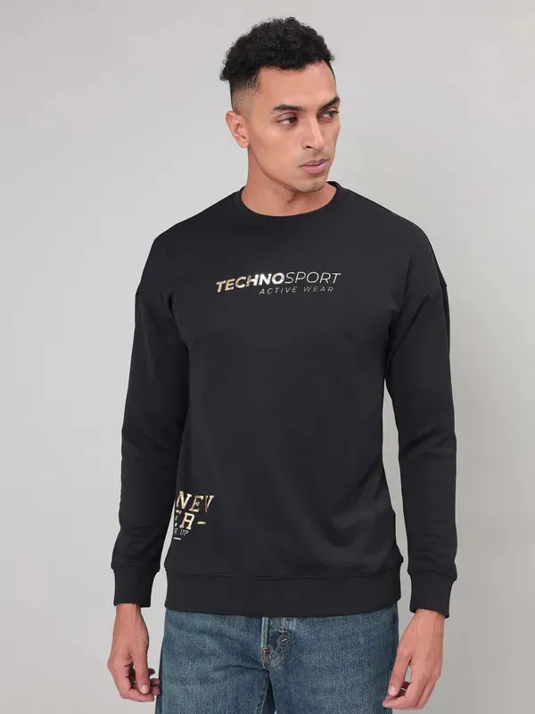 product clearance Core Layer Men Printed Slim Fit Crew Neck Sweatshirt with ELASTO PLUS