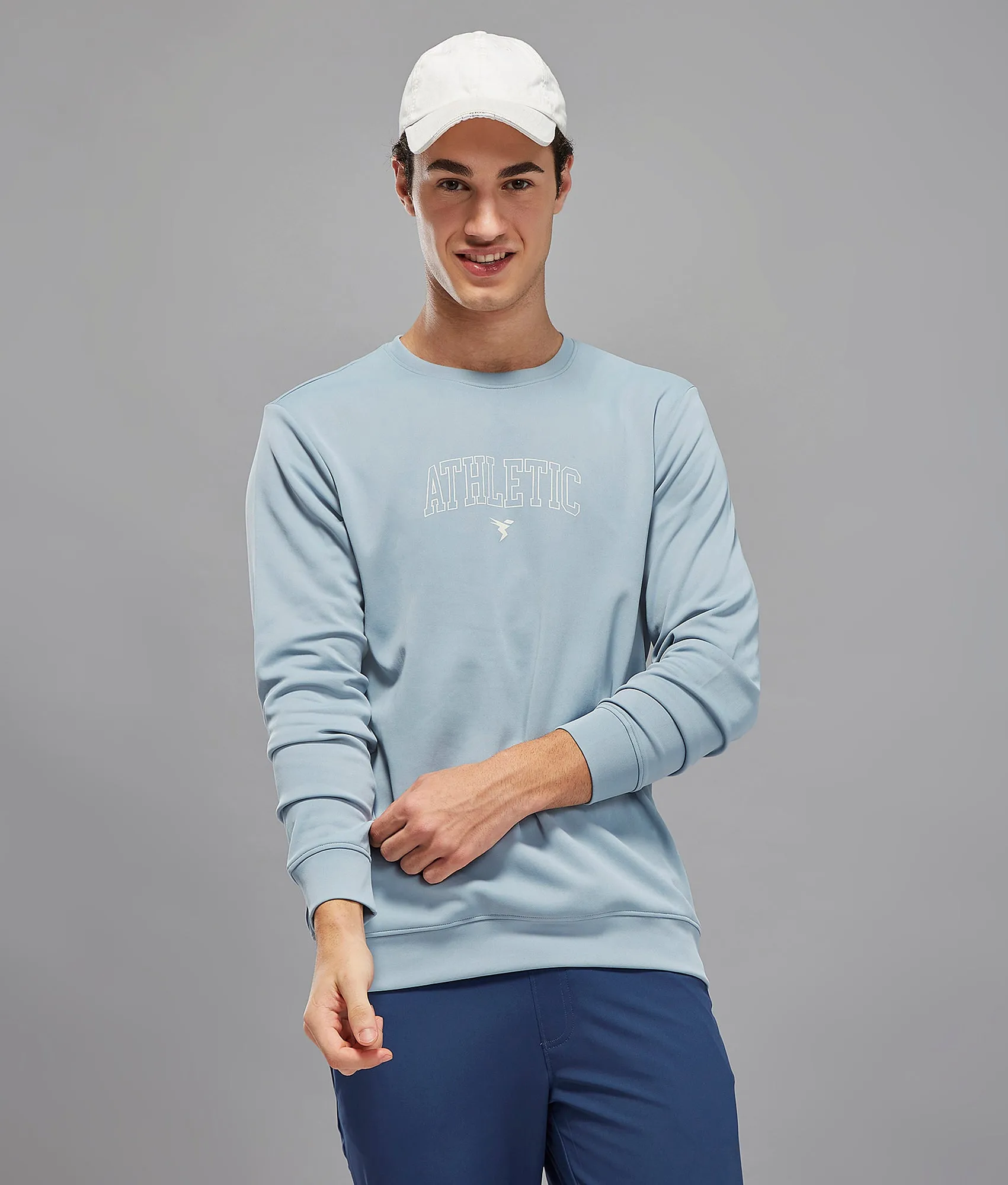 Cozy Style Tight Fit Men Printed Slim Fit Crew Neck Sweatshirt with ELASTO PLUS