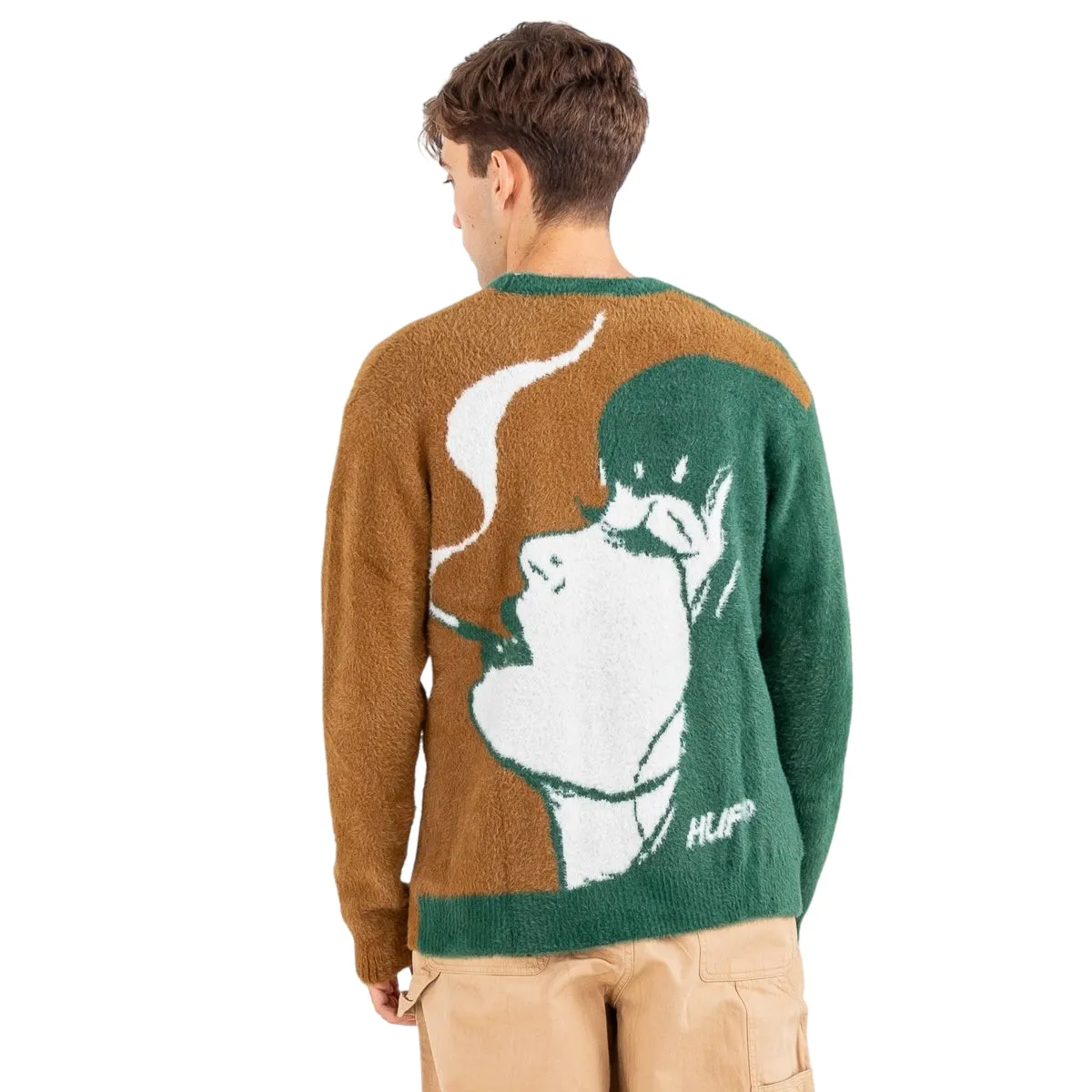 HUF cardigan morbido unisex in finto mohair Feels Good KN00391 marrone Office Wear