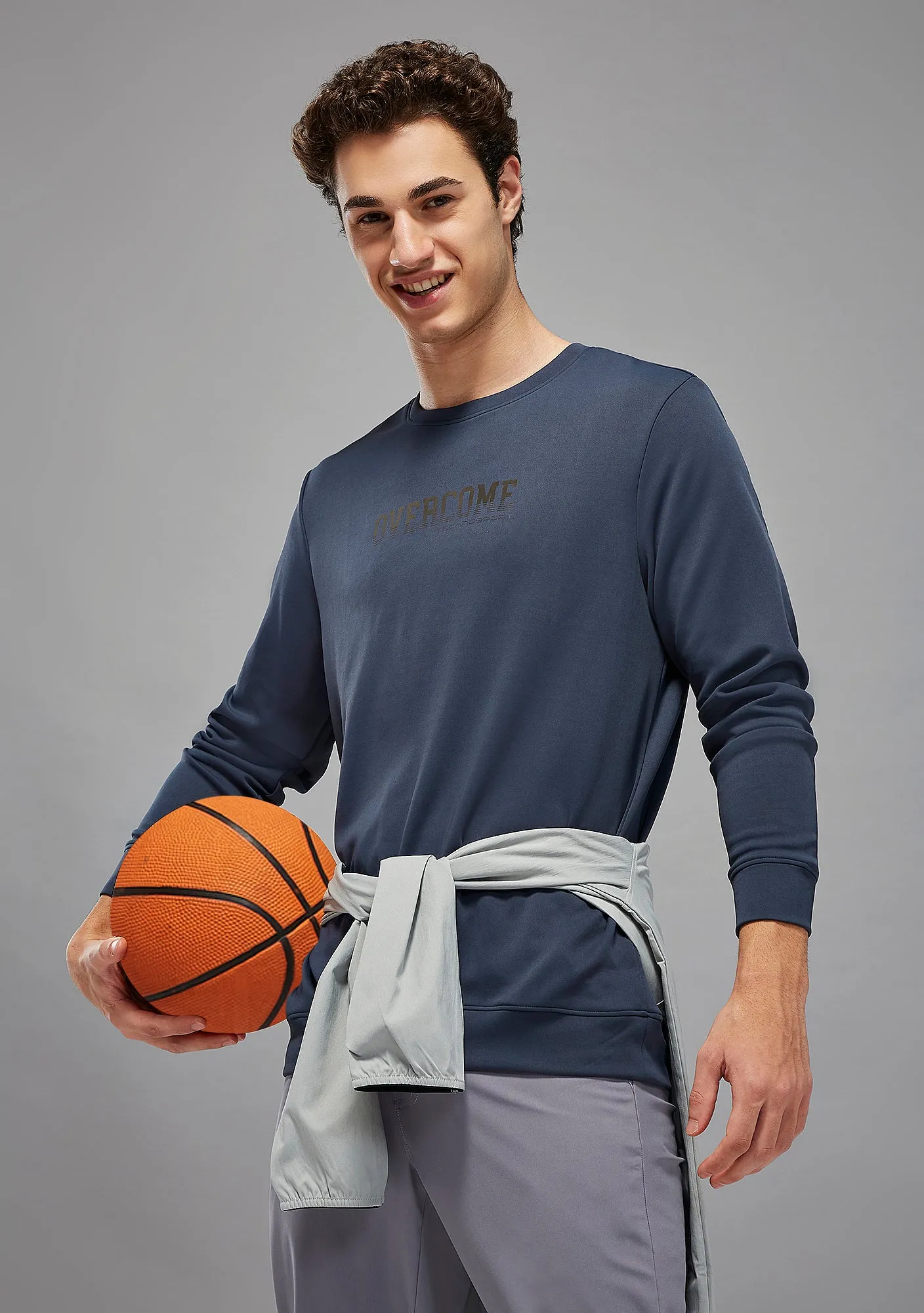 product inventory Men Printed Slim Fit Crew Neck Sweatshirt with ELASTO PLUS