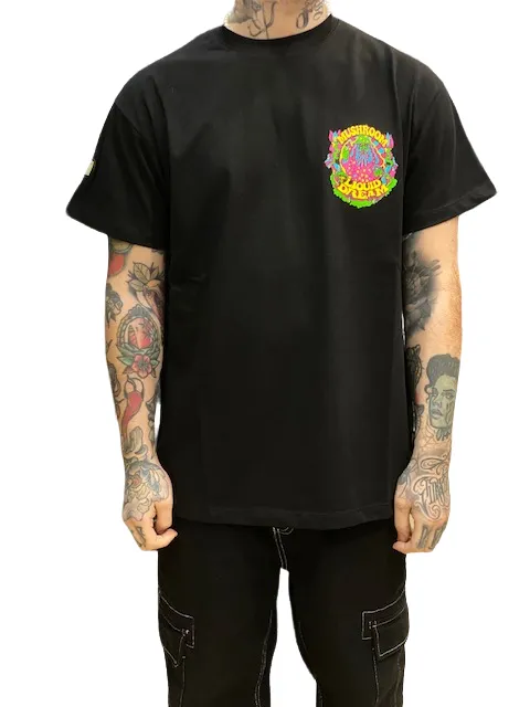 Mushroom T-shirt da uomo manica corta in cotone 12028-01 nero Quick-Dry Fabric Relaxed Everyday Wear