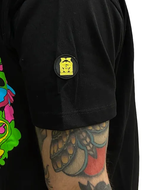 Mushroom T-shirt da uomo manica corta in cotone 12028-01 nero Cozy Touch