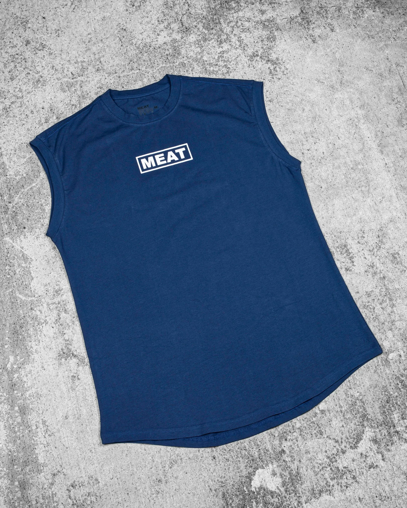 CUTOFF MUSCLE TEE - ORIGIN / NAVY BLUE anti - slip
