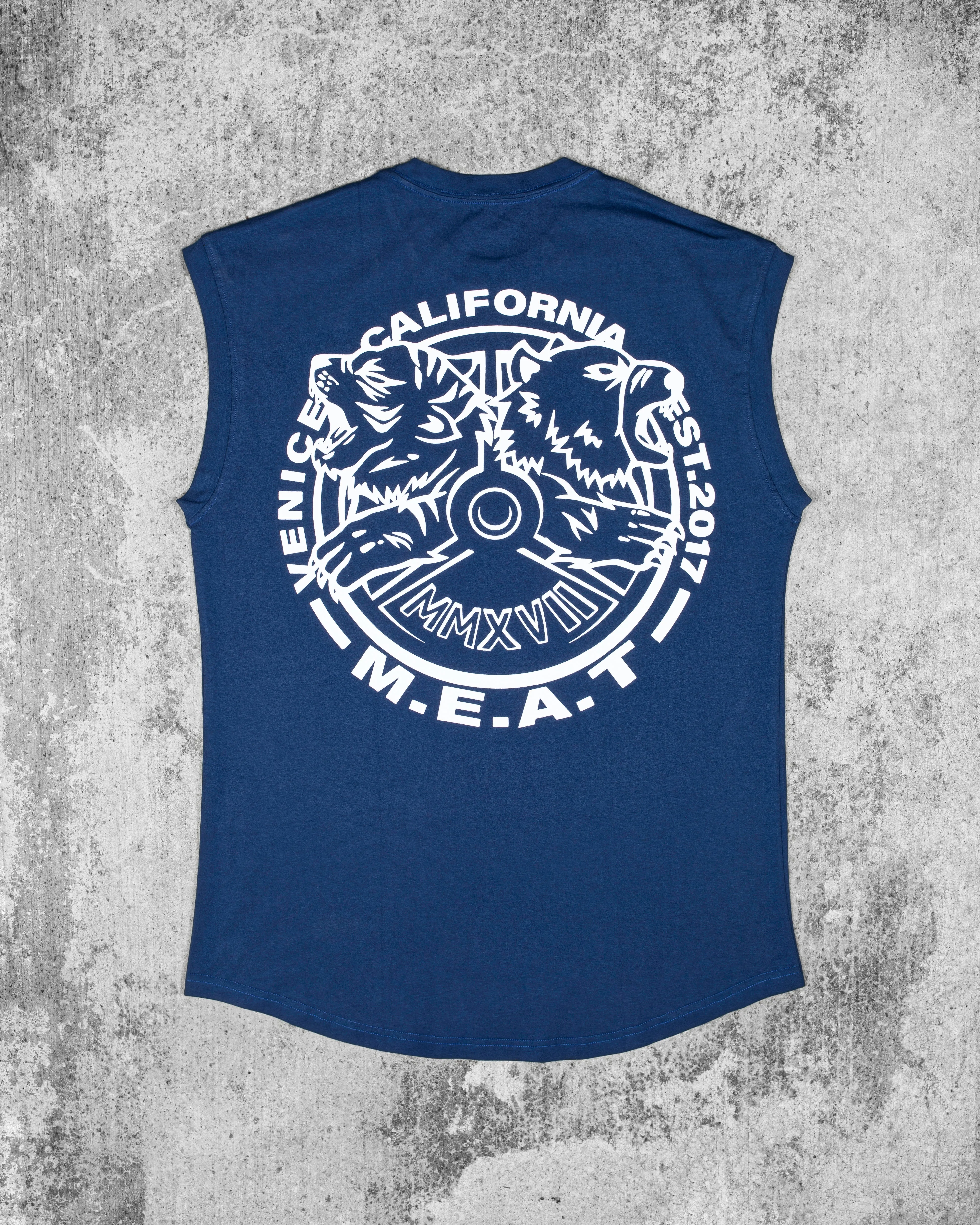 CUTOFF MUSCLE TEE - ORIGIN / NAVY BLUE desert Benefit - maximizing