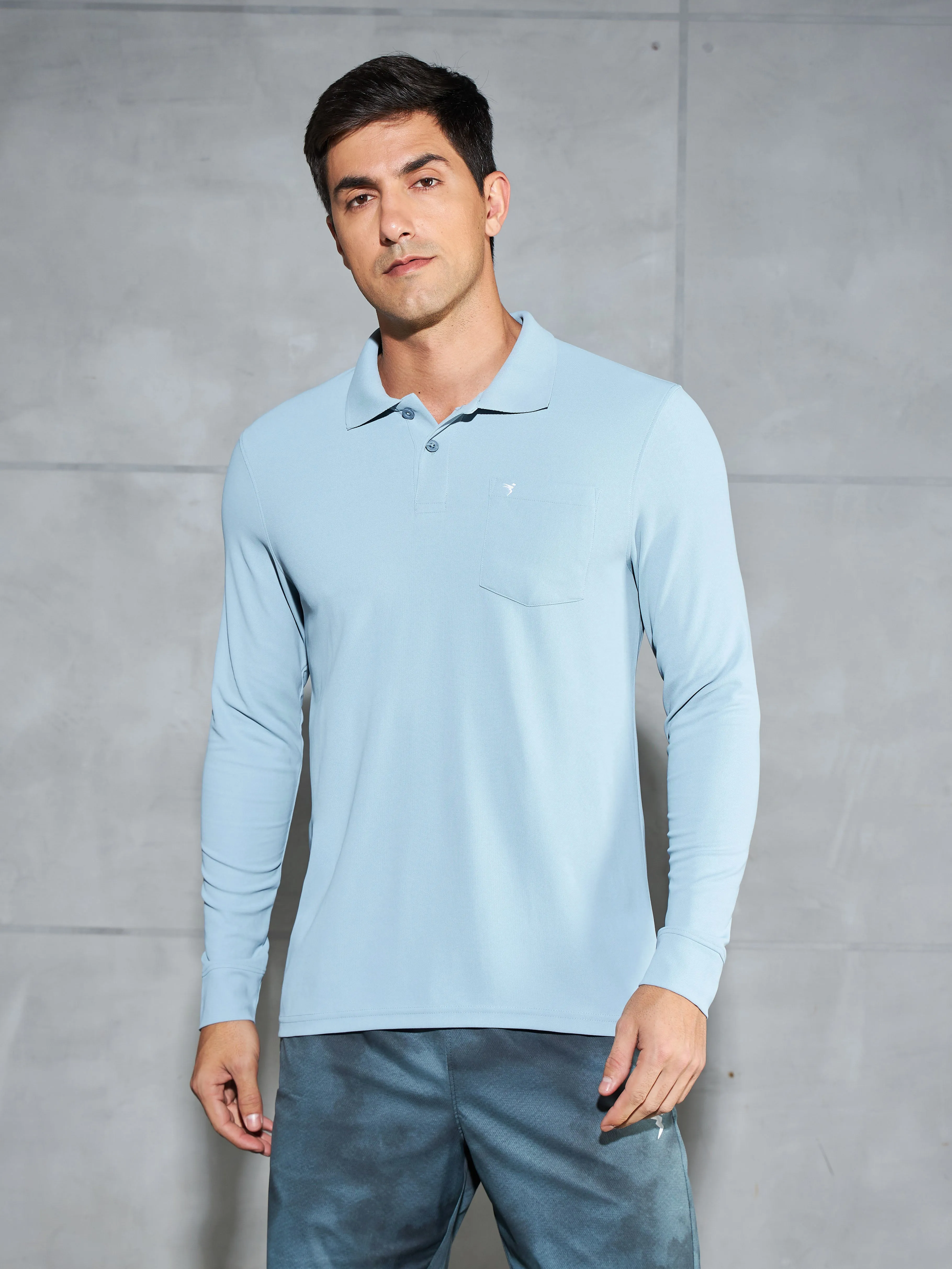 Anti Odor Technology Effortless Fit Men Solid Slim Fit Polo T-shirt with MATPIQ