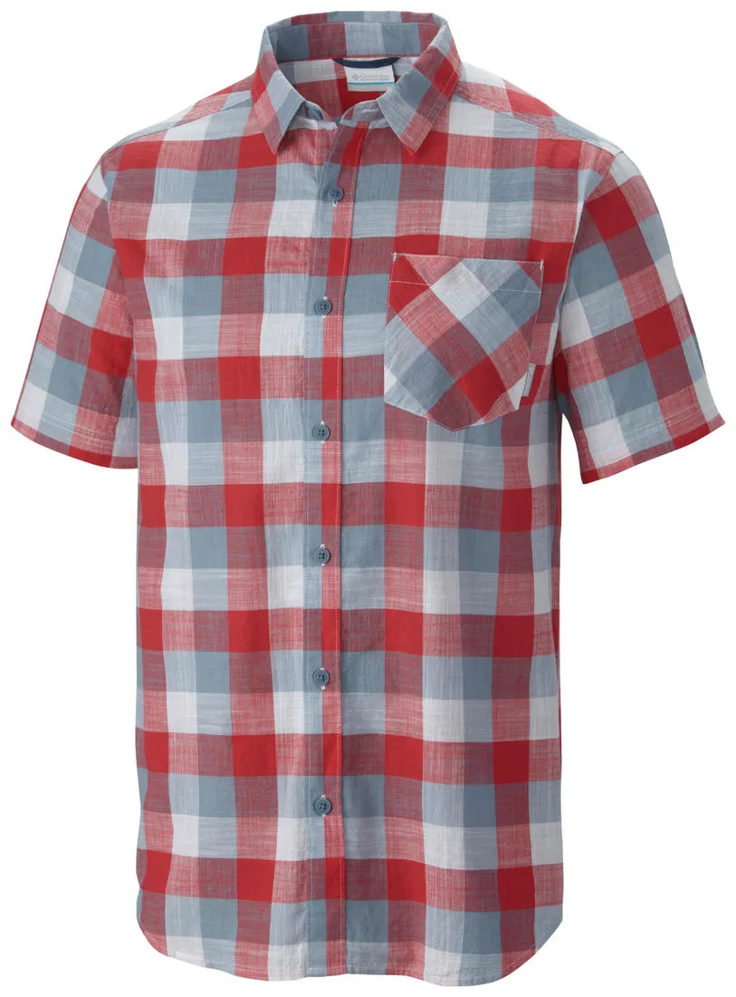 Columbia Men Red Katchor II Short Sleeve Shirt FlatlockStitching