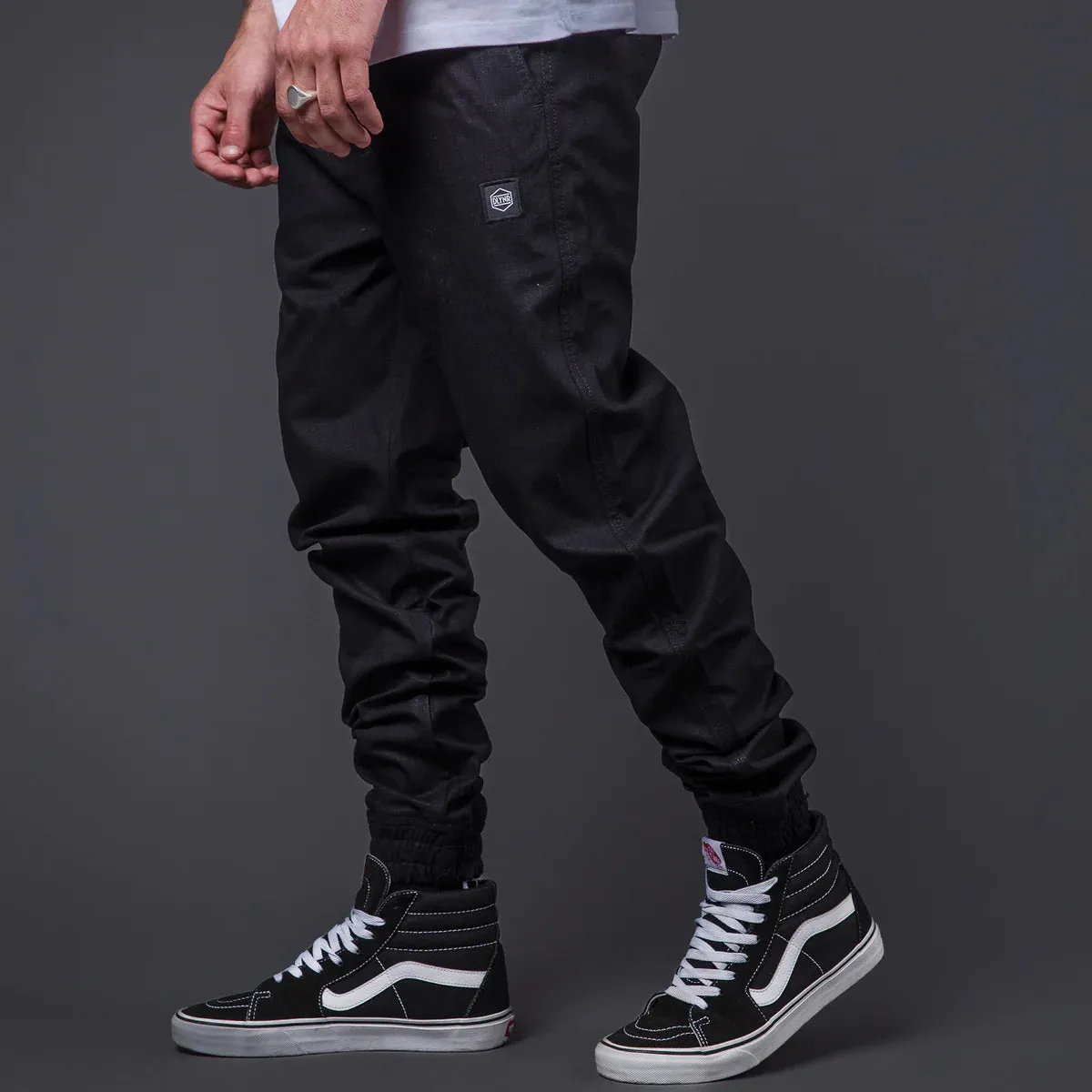 Style Statement Softened Fabric Dolly Noire Pantalone Jogger Ripstop pa901-pf-01 nero