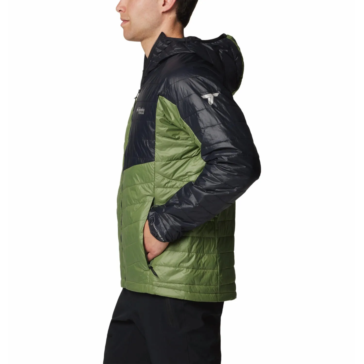 Columbia Men Green Platinum Peak II Hooded Jacket morning Transit Ready