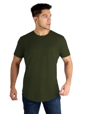 Raw Edged Basic Cotton T-shirt Men - Dark Olive Ultra Breathable Mesh vibration - resistant